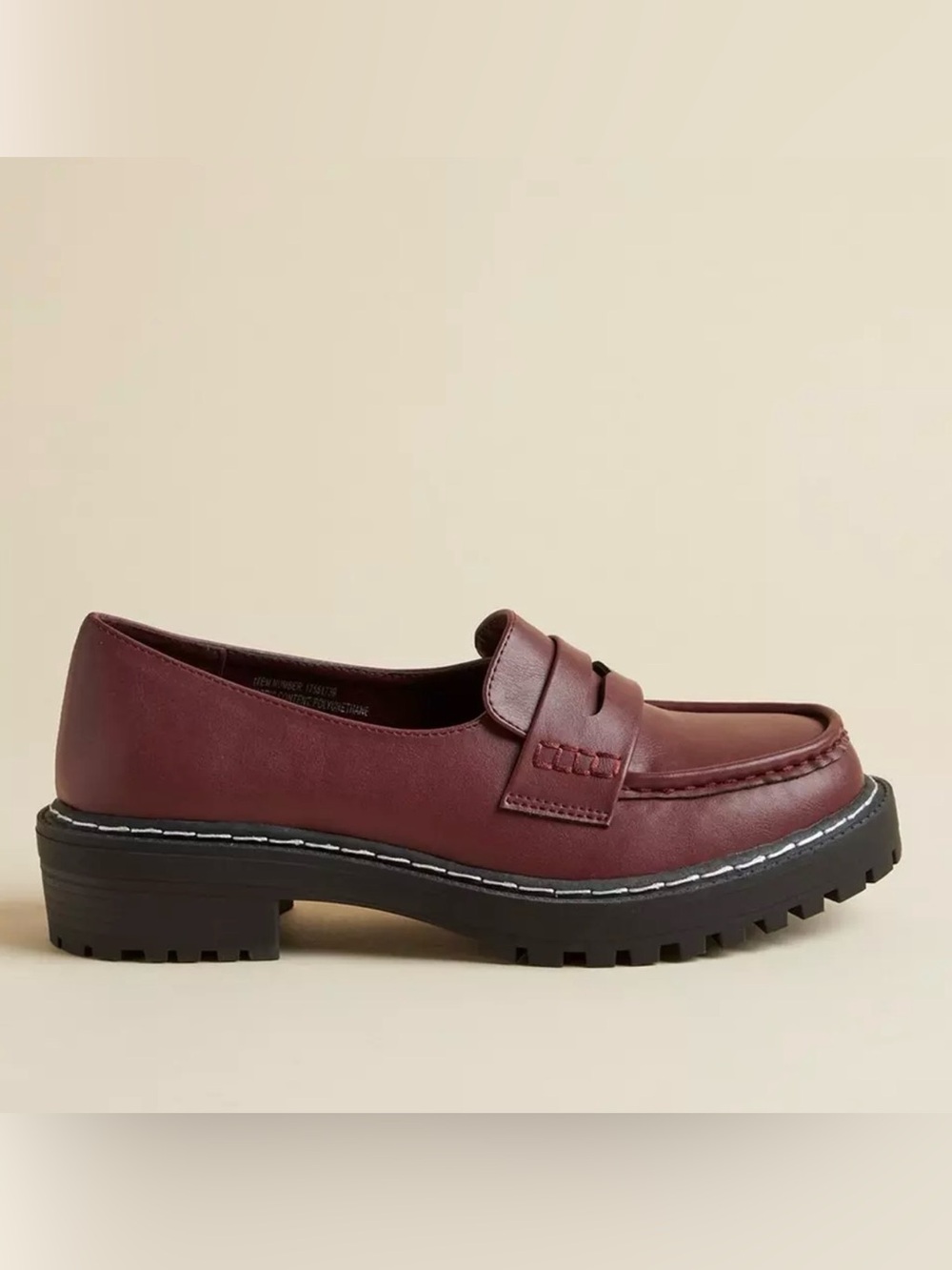Torrid Burgundy Lug Sole Slip On Penny Loafers Extra Wide Width Size 10.5 WW